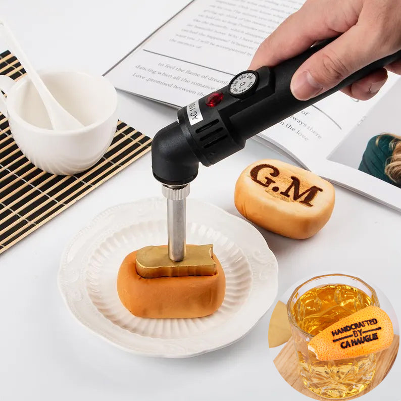 200W Custom Electric Branding Iron for Food, Temperature Controlled Burger Burning Stamp, Letter Branding Iron Personalized Stamp for Food Leather
