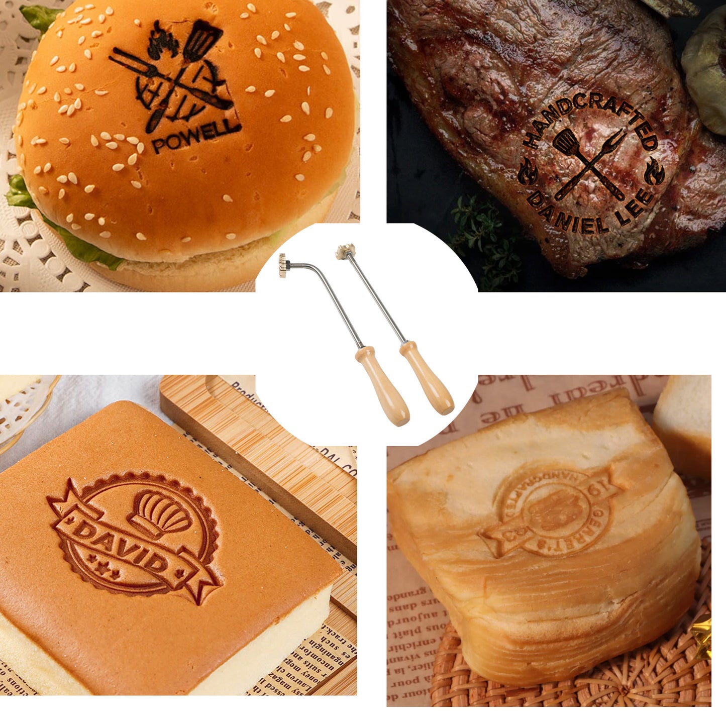 Custom Branding Iron for Burger, Branding Iron Personalized for Food, Customize Unique Logo Branding Iron for BBQ Grilling, Meat Steak Branding Iron