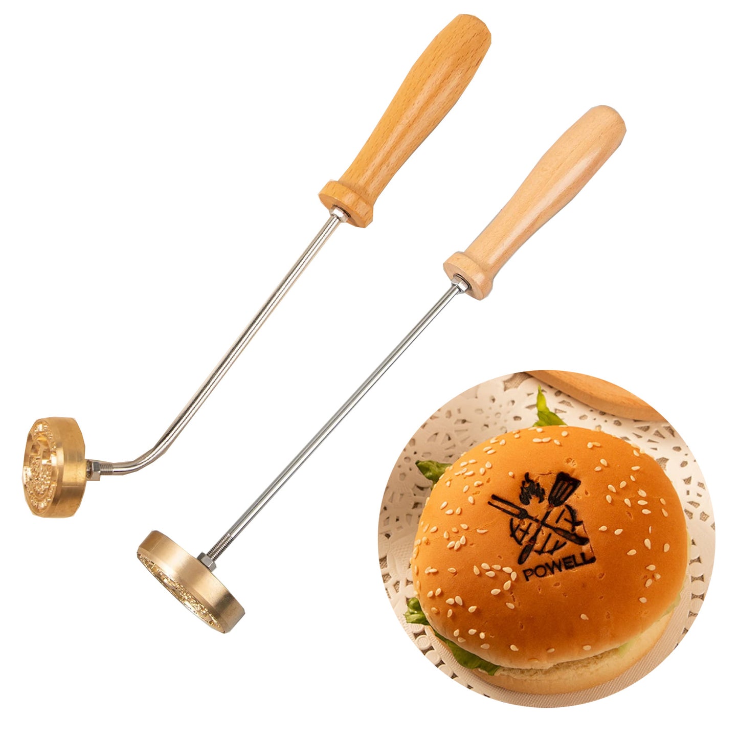 Custom Branding Iron for Burger, Branding Iron Personalized for Food, Customize Unique Logo Branding Iron for BBQ Grilling, Meat Steak Branding Iron