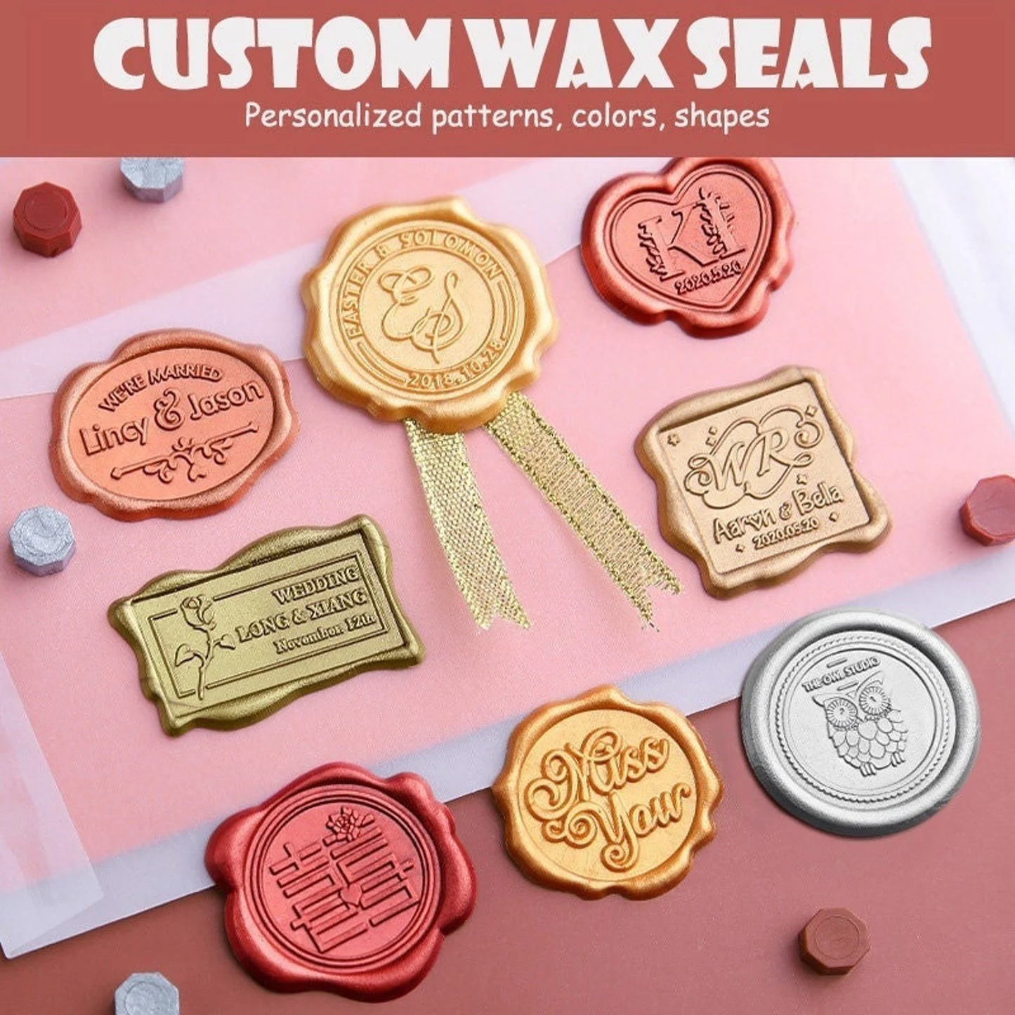 Personalized Wax Seal Stamp-Sealing Wax Stamp with Gift Box Custom Logo Wax Seal Stamp for Crafting, Envelopes, Gift Wrap Graduation Gifts ,Wedding Invitation and Chocolate