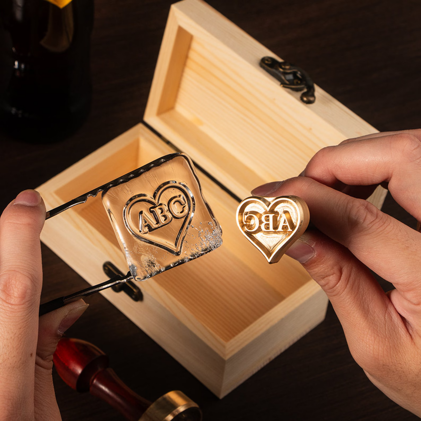 Custom Ice Cube Stamp, Personalized Ice Stamp with Handle