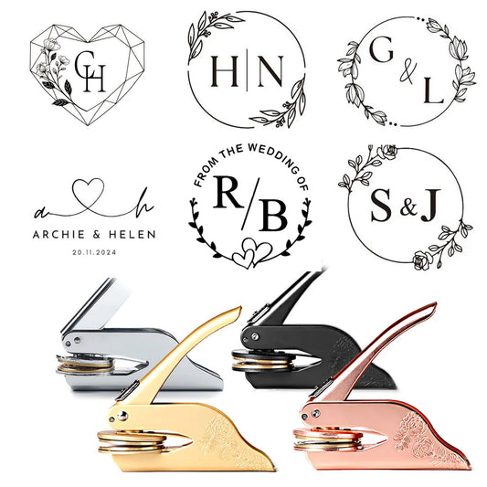 Custom Wedding Embosser, Personalized Logo Embosser for Envelope, Napkin and Invitation Card, Stain Steel Embosser for Name, Monogram and Initials
