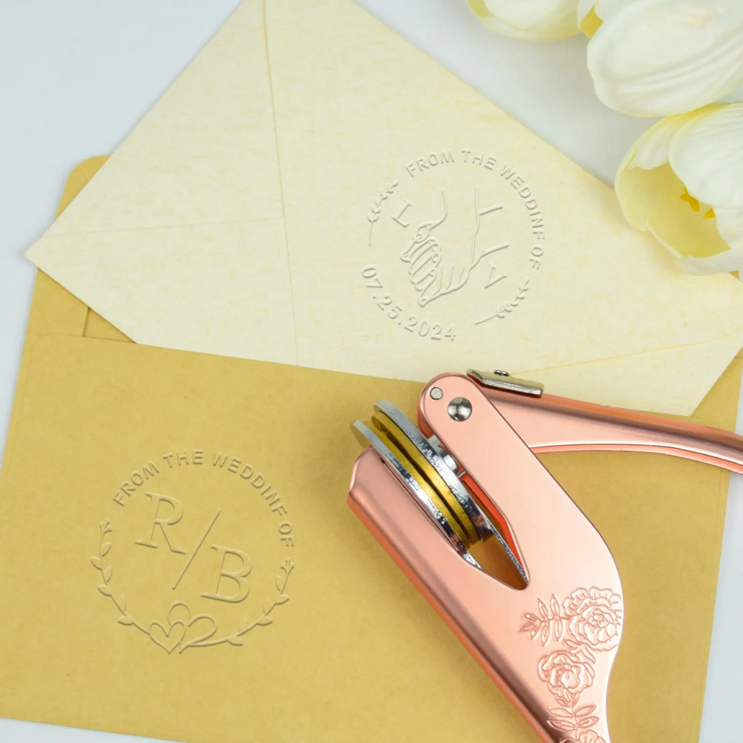 Custom Wedding Embosser, Personalized Logo Embosser for Envelope, Napkin and Invitation Card, Stain Steel Embosser for Name, Monogram and Initials